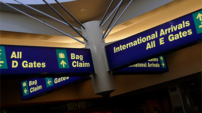 Picture of a directions sign at Salt Lake City International Airport