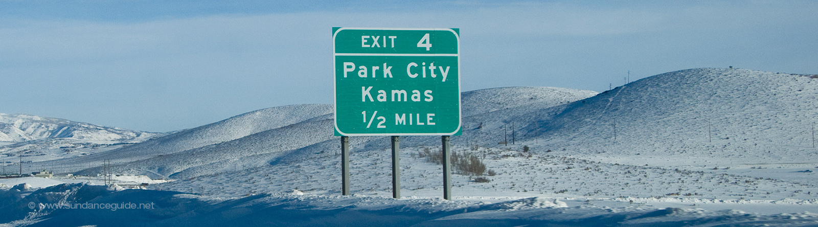 A picture of a freeway exit sign showing Park City