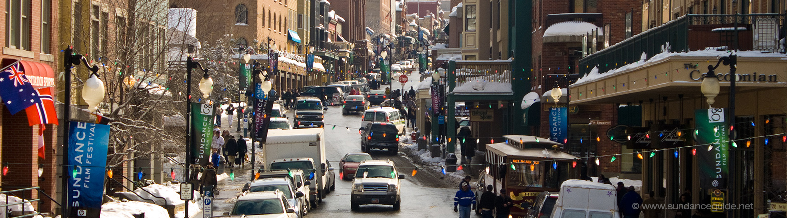 A picture of traffic and shops on Main Street, Park City, Utah